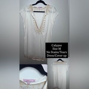 Calypso St. Barth EUC Ivory and Gold Tunic